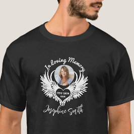 T-shirt Personnalisé En Amour Mémoire Ange Ailes Photo T-S