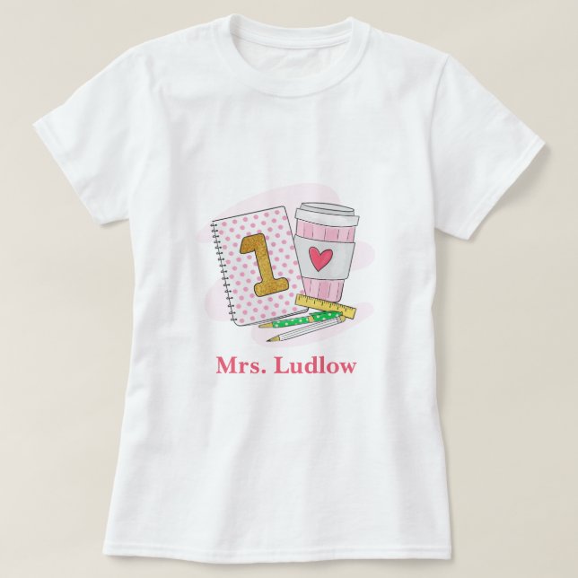 T-shirt Personnalisé Enseignant de première année Pink Car (Design devant)