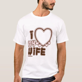 T-shirt personnalisé I Love My WIFE en Brown 