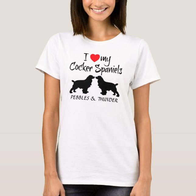 T-shirt Personnalisé J'Aime Mes Espagnols Cocker (Devant)