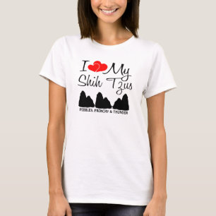 T-shirt Personnalisé J'Aime Mes Trois Tzus Chiites