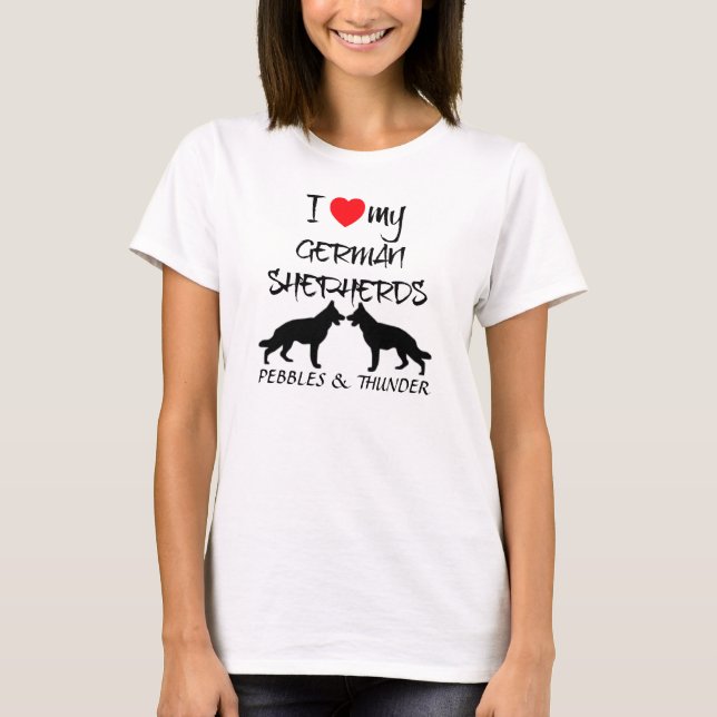 T-shirt Personnalisé J'Aime Mon Berger Allemand (Devant)