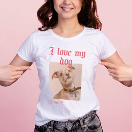 T-shirt Personnalisé J'aime mon chien photo Rouge