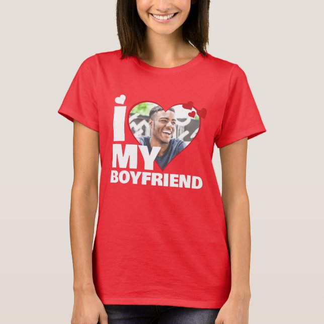 T-shirt Personnalisé J'aime mon copain Photo du coeur (Devant)
