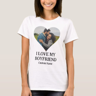 T-shirt Personnalisé J'aime mon petit ami Photo du coeur