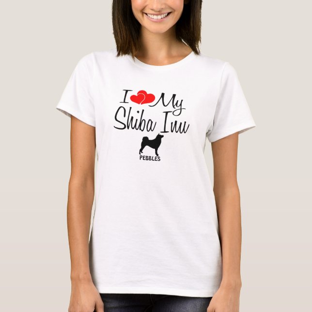 T-shirt Personnalisé J'Aime Mon Shiba Inu (Devant)