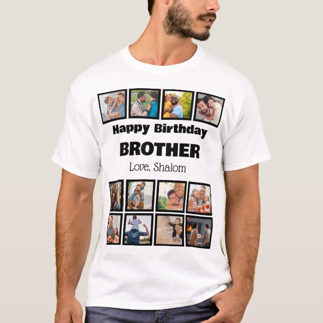 T-shirt Personnalisé Joyeux Anniversaire Frère 12 photo co (Devant)