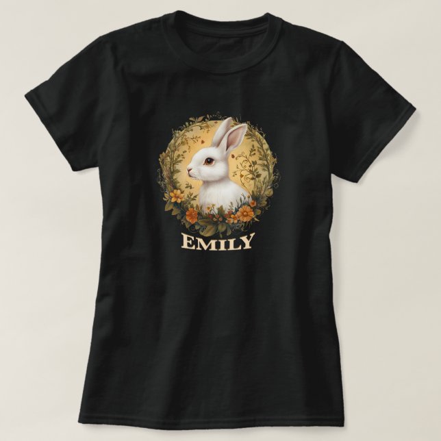 T-shirt personnalisé lapin de Pâques - Nom personn (Design devant)