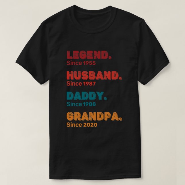 T-shirt Personnalisé Légende Mari Daddy Grandpa Personnali (Design devant)