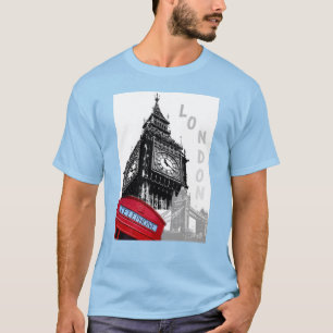 T-shirt Personnalisé Londres Big Ben Horloge Tour Rouge Té