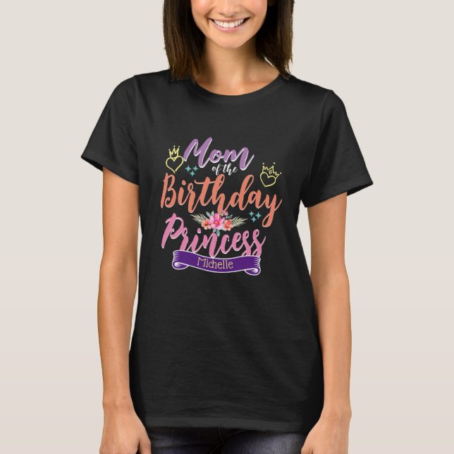 T-shirt Personnalisé Maman Anniversaire Princesse Florale  (Devant)
