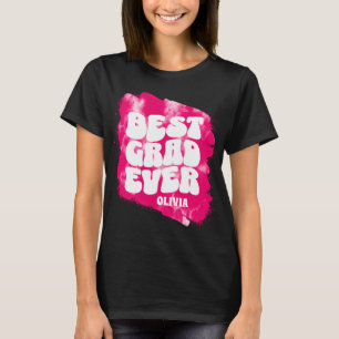 T-shirt Personnalisé Meilleur Grad Jamais Pink Tie Dye Per