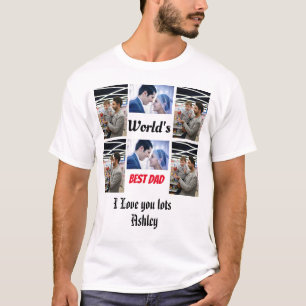 T-shirt Personnalisé Meilleur papa 4 photo Collage