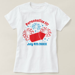 T-shirt PERSONNALISÉ mignon du 4 juillet Feu d'art