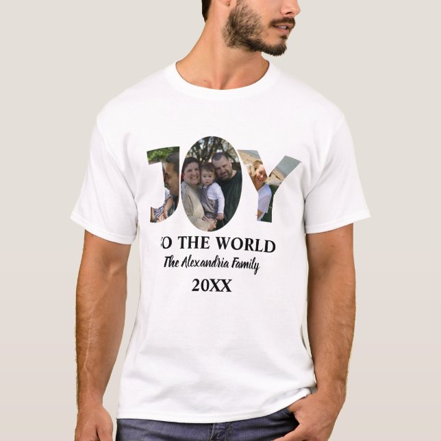 T-shirt Personnalisé moderne 3 photo collage joie au monde (Devant)