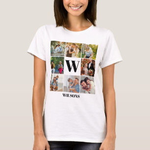 T-shirt Personnalisé Moderne Monogramme Famille Photo Coll