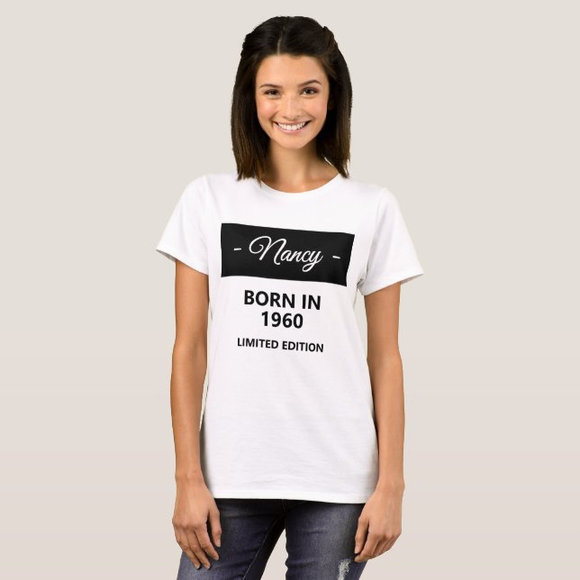T-shirt Personnalisé Né en 1960 Anniversaire (Devant entier)