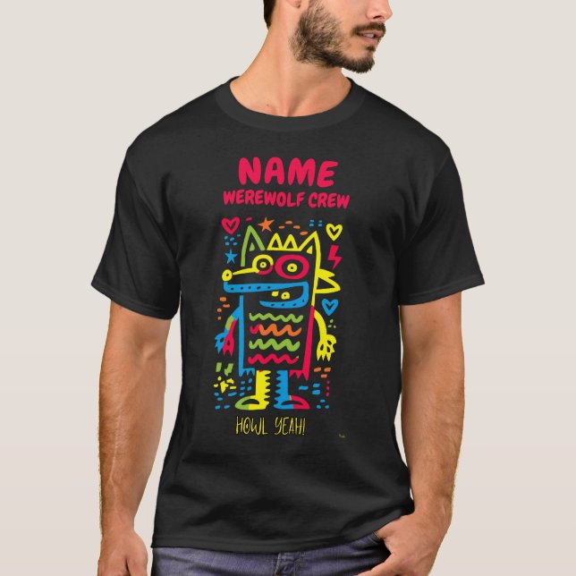 T-shirt Personnalisé Neon Werewolf Pop Art -Howl Ouais Hal (Devant)