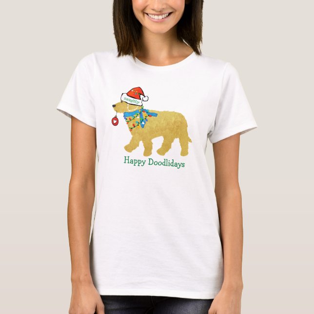 T-shirt Personnalisé Noisette Noël Goldendoodle (Devant)