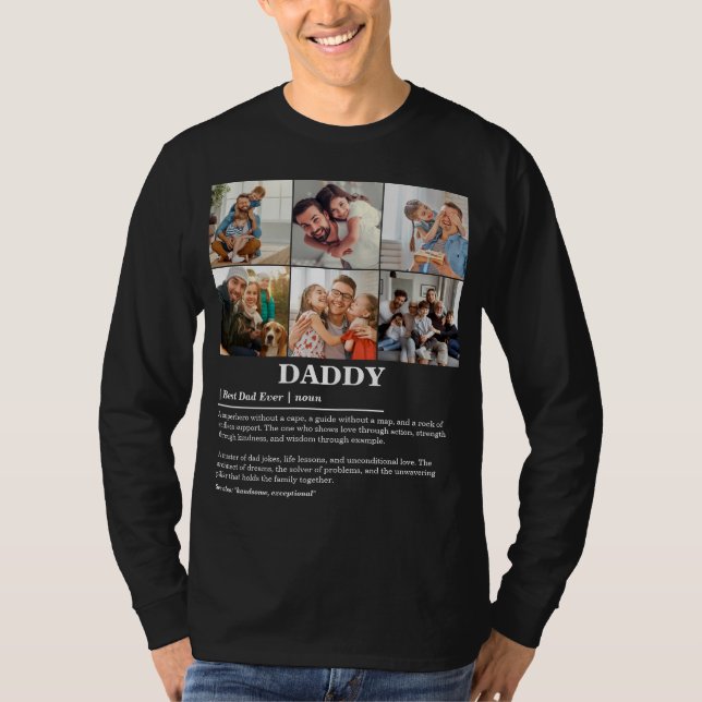 T-shirt Personnalisé Papa Définition 6 Photo Collage (Devant)