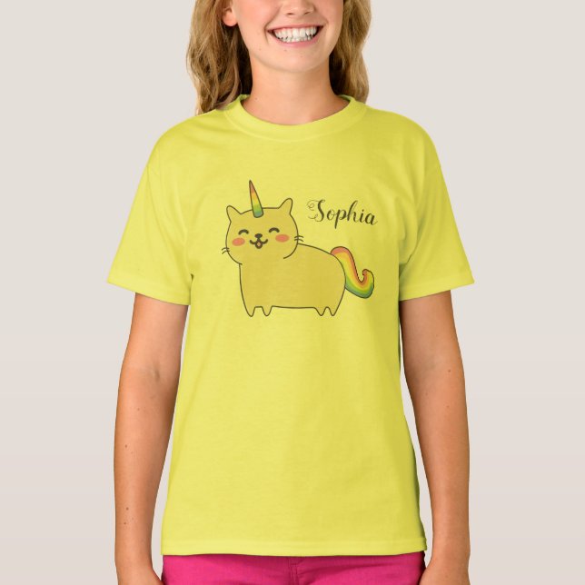T-shirt personnalisé par chat de licorne (Devant)