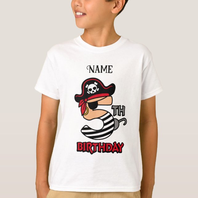 T-shirt personnalisé Pirate 5e anniversaire (Devant)
