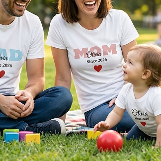 T-shirt personnalisé pour famille assorti, maman P