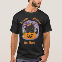 T-shirt personnalisé pour homme chat noir Hallowee