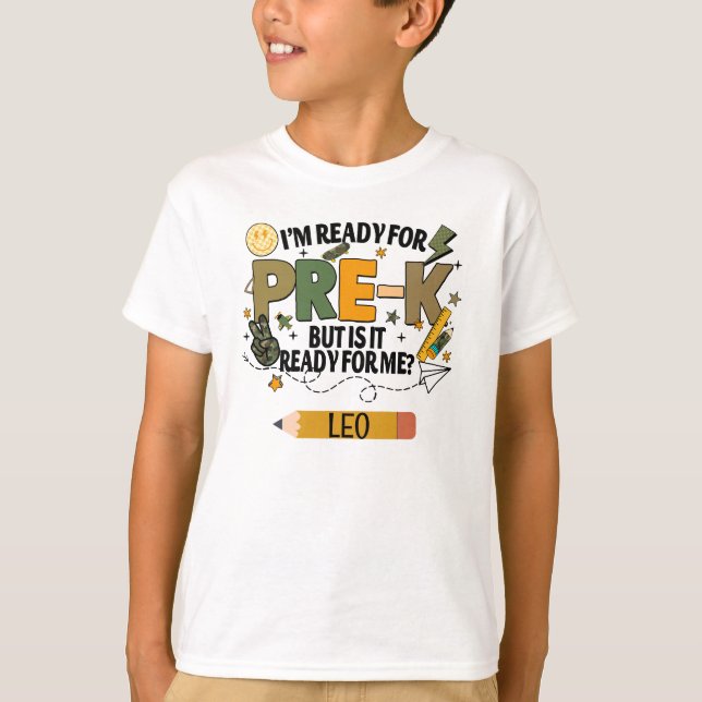 T-Shirt Personnalisé Prêt pour le Pré-Maternelle (Devant)