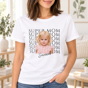 T-shirt personnalisé Super Maman avec photo et nom