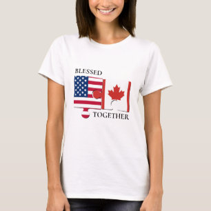 T-shirt Personnalisé USA CANADA Double drapeau