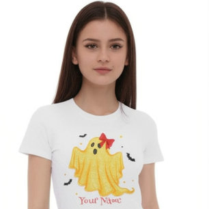 T-Shirt Personnalisé Votre Nom Filles' Halloween Fantôme