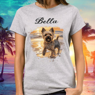 T-shirt Personnalisé Yorkie Sunset Cute Beach Amoureux des