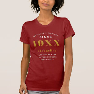 T-shirt Personnalisée 40e anniversaire Rouge or pour elle