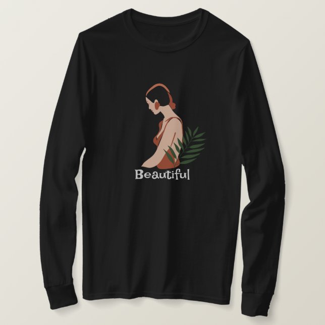 T-shirt Personnalisée Belle femme dans l'étang Noir (Design devant)