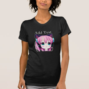 T-shirt Personnalisée Kawaii Girl avec casque sur