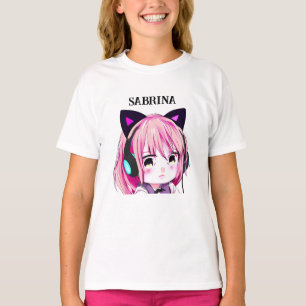 T-shirt Personnalisée mignonne fille Anime avec oreilles d