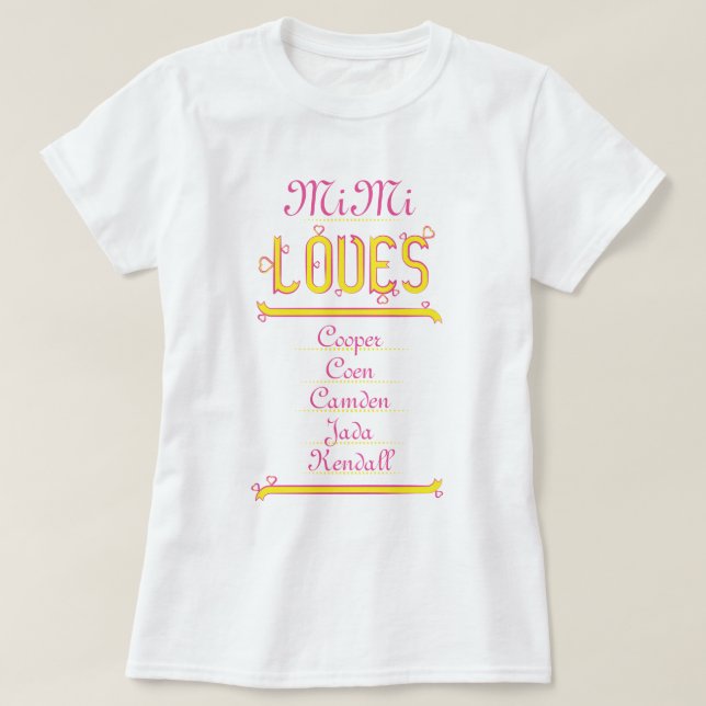 T-shirt PERSONNALISÉE MiMi AIME ses petits-enfants (Design devant)