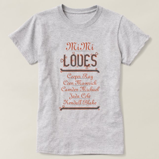 T-shirt PERSONNALISÉE MiMi AIME ses petits-enfants (Design devant)