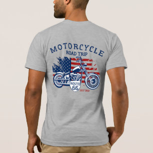 T-shirt Personnaliser Circuit Moto Route 66 Drapeau USA