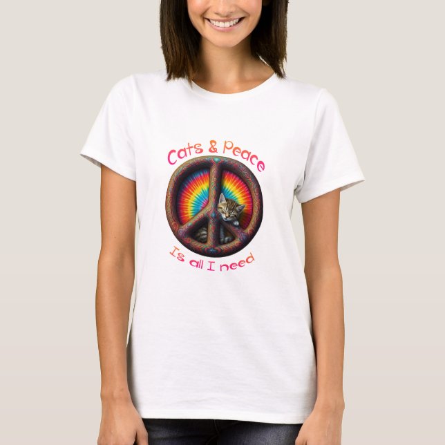 T-shirt Personnaliser du panneau de paix Hippie Tie Dye Am (Devant)