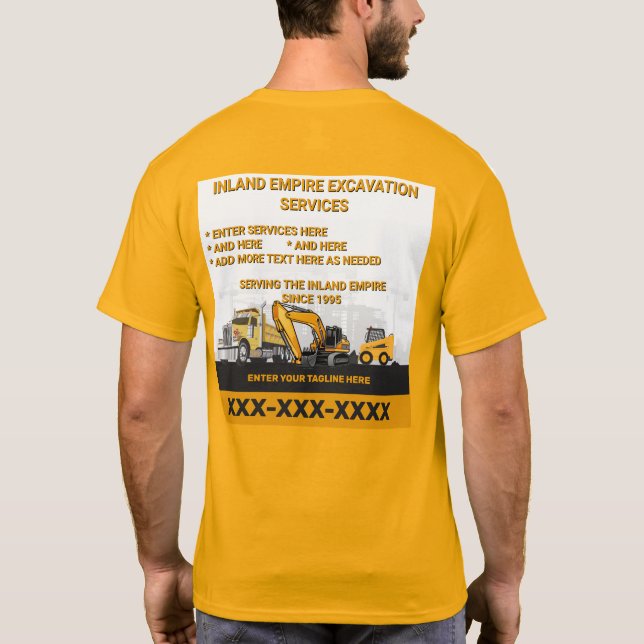 T-shirt Personnaliser Excavation Générale Entrepreneur Con (Dos)