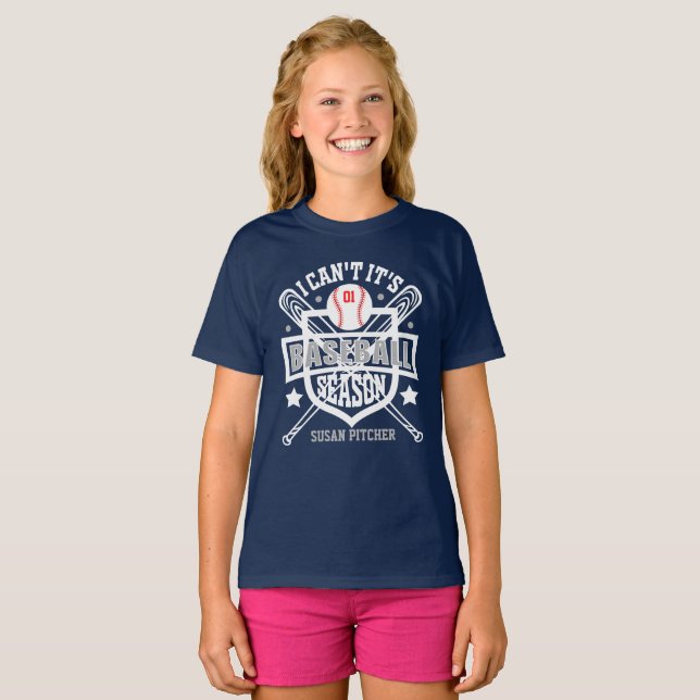 T-shirt Personnaliser Je ne peux pas son baseball Saison N (Devant entier)