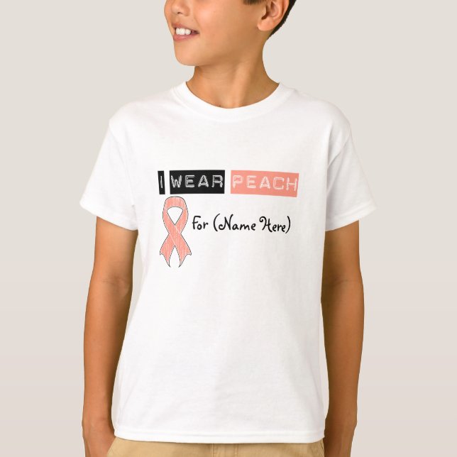 T-shirt Personnaliser Je Porte Du Ruban De Pêche Cancer De (Devant)