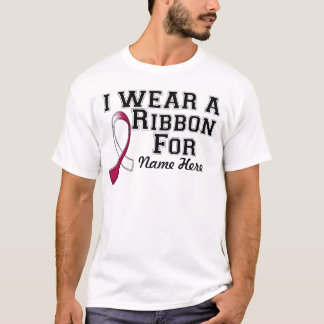 T-shirt Personnaliser je porte un ruban bordeaux et blanc