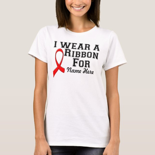 T-shirt Personnaliser je porte un ruban rouge (Devant)