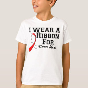 T-shirt Personnaliser je porte un ruban rouge et blanc