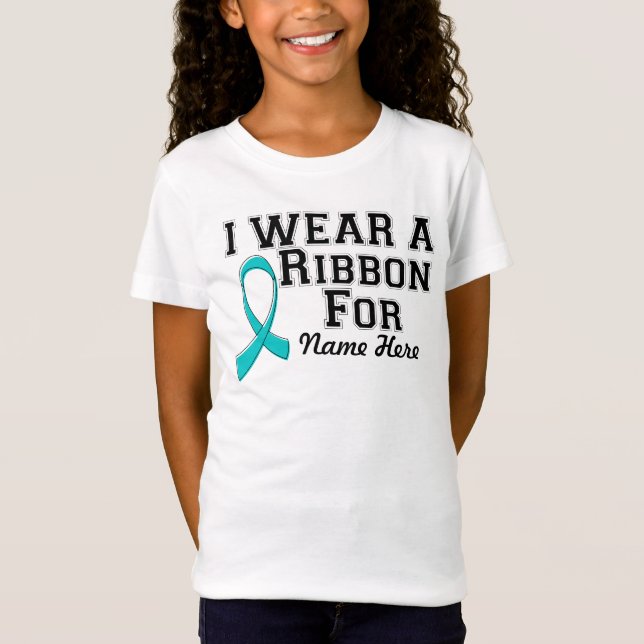 T-Shirt Personnaliser je porte un ruban Turquoise (Devant)