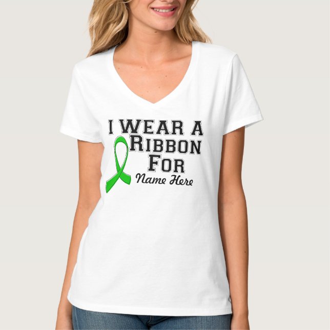 T-shirt Personnaliser je porte un ruban vert (Devant)