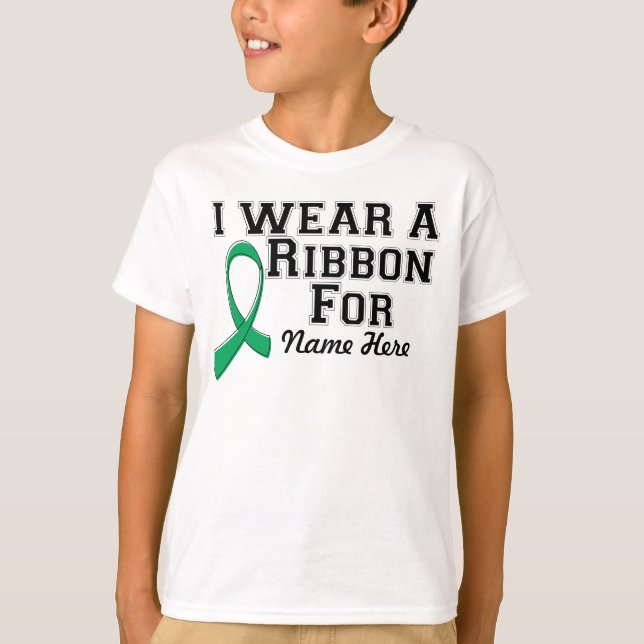 T-shirt Personnaliser je porte un ruban vert émeraude (Devant)